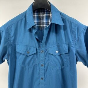 KUHL Shirt Mens Small Blue Short Sleeve Button Up  Outdoor‎ Adventure Hole